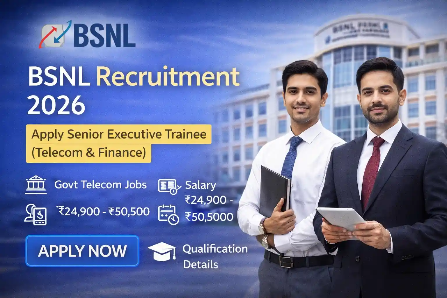 BSNL Senior Executive Trainee Recruitment 2026 - Apply Online Form for 120 Posts - jobcareer.co.in