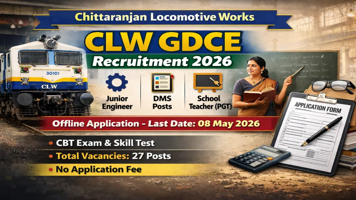 CLW GDCE Recruitment 2026 - Apply Offline for 27 Junior Engineer, School Teacher and More Posts - jobcareer.co.in