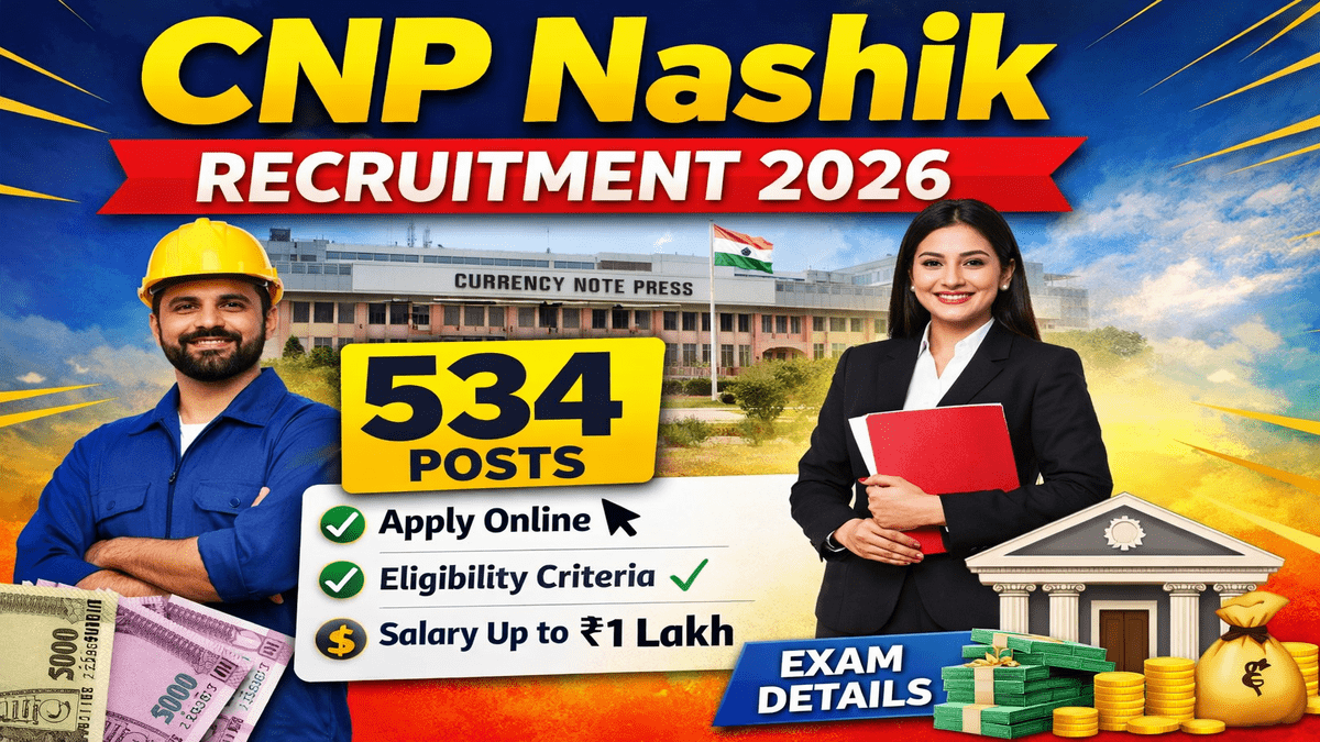 CNP Nashik SPMCIL Recruitment 2026 - Apply Online for 534 Junior Technician, Supervisor and More Posts - jobcareer.co.in