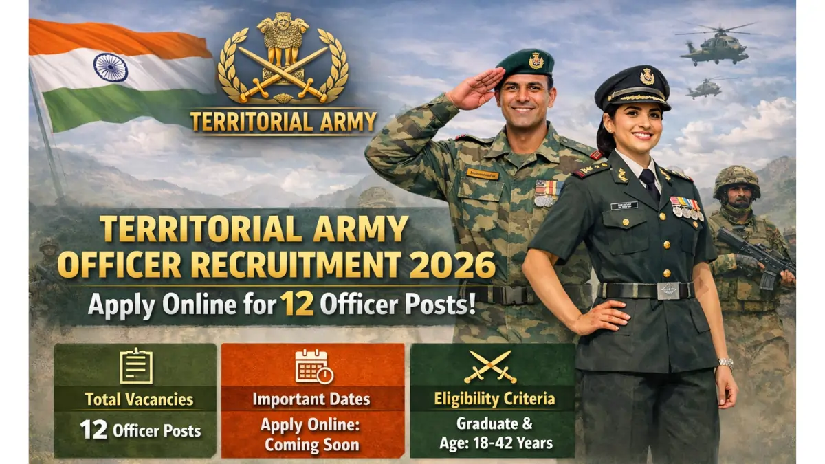 Territorial Army Officer Recruitment 2026 - Apply Online for 12 Posts - jobcareer.co.in