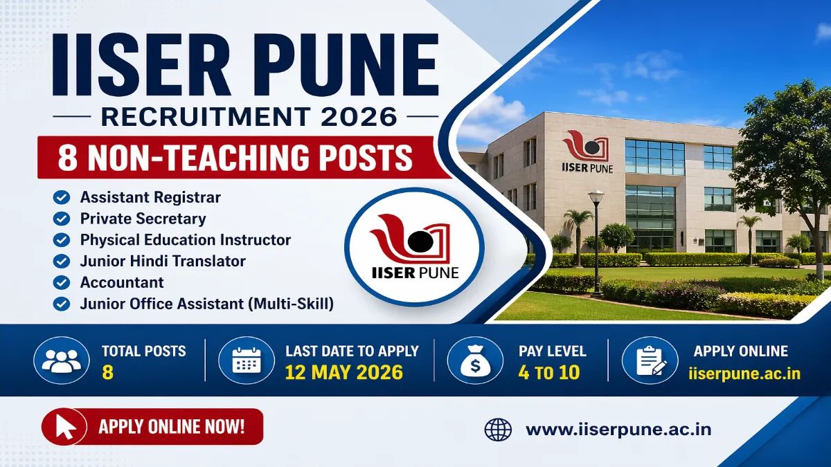 IISER Pune Non Teaching Recruitment 2026- Apply Online for Accountant, Junior Office Assistant and More Posts - jobcareer.co.in