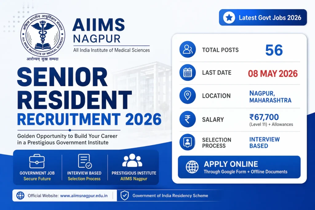 AIIMS Nagpur Recruitment 2026 - Apply Online for 56 Senior Resident Posts - jobcareer.co.in