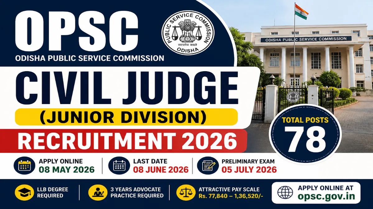 OPSC Civil Judge Recruitment 2026 Notification Out - Apply Online for 78 Posts - jobcareer.co.in