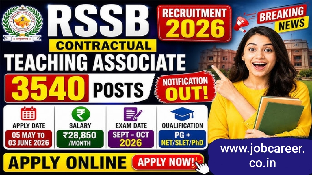 RSSB Teaching Associate Recruitment 2026 Notification Out - Apply Online for 3540 Posts - jobcareer.co.in