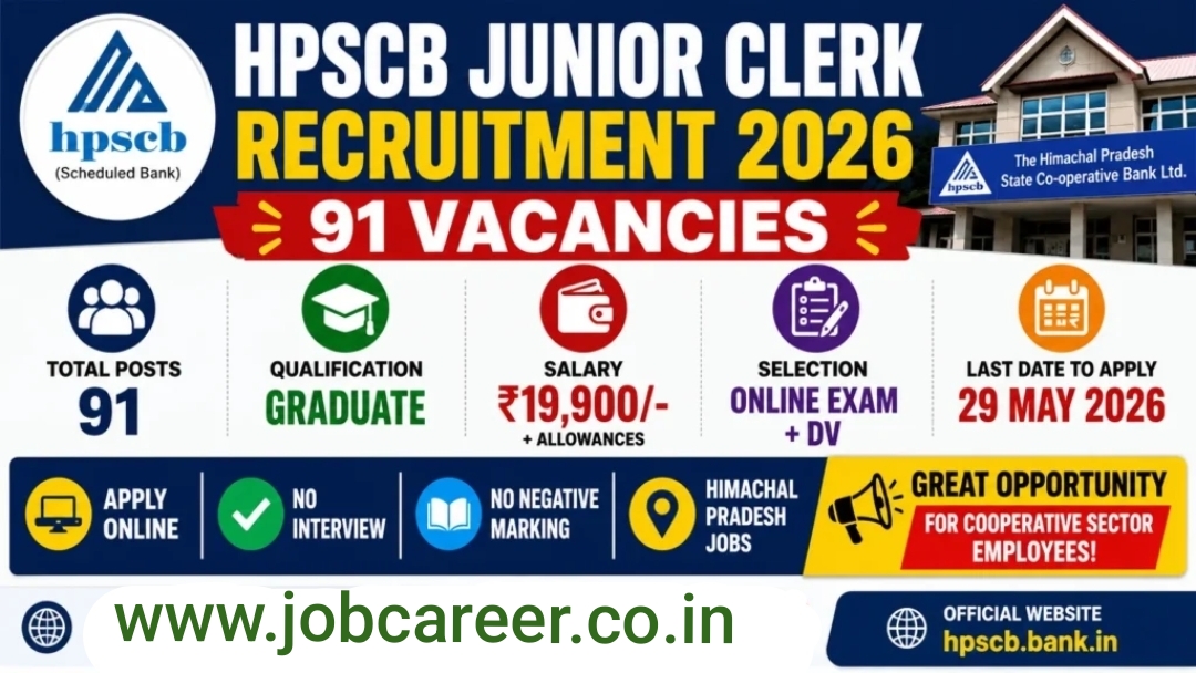 HPSCB Junior Clerk Recruitment 2026 Notification Out - Apply Online for 91 Posts - jobcareer.co.in