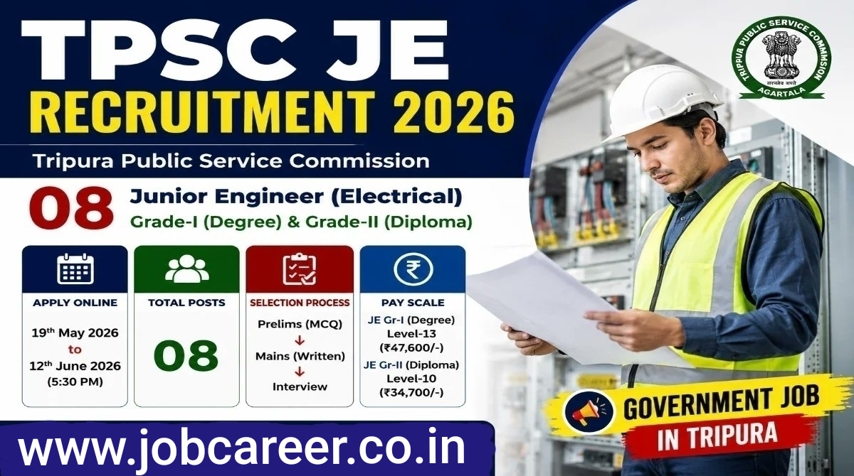 Tripura PSC Junior Engineer Recruitment 2026 - Apply Online - jobcareer.co.in
