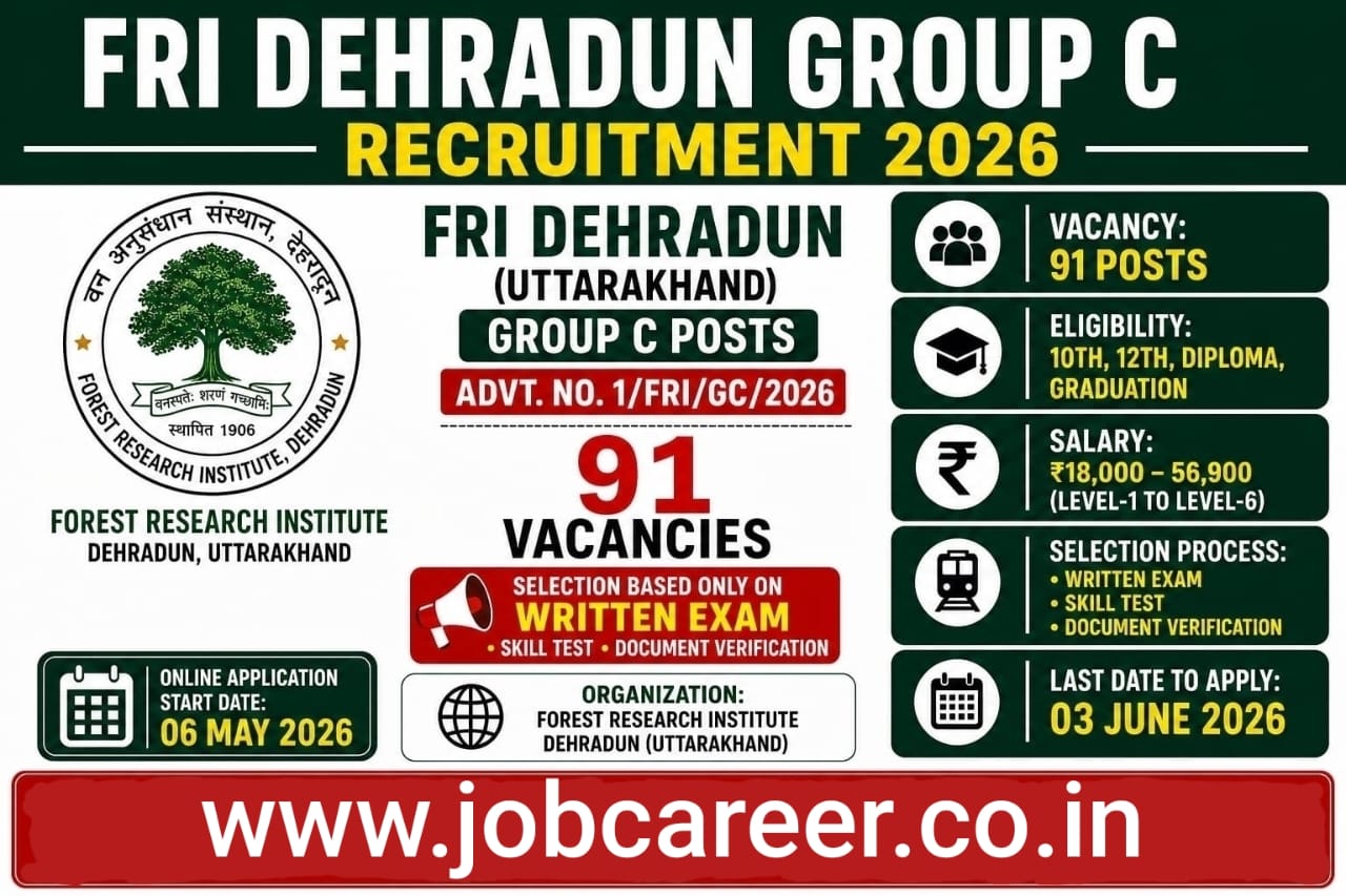 FRI Dehradun Group C Recruitment 2026 Notification Out - Apply Online for 91 MTS, LDC and More Posts - jobcareer.co.in