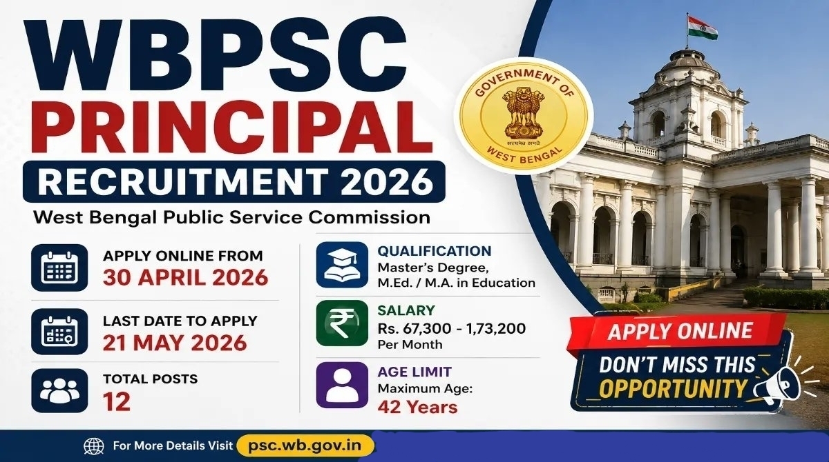WBPSC Principal Recruitment 2026 - Apply Online for 12 Posts - jobcareer.co.in