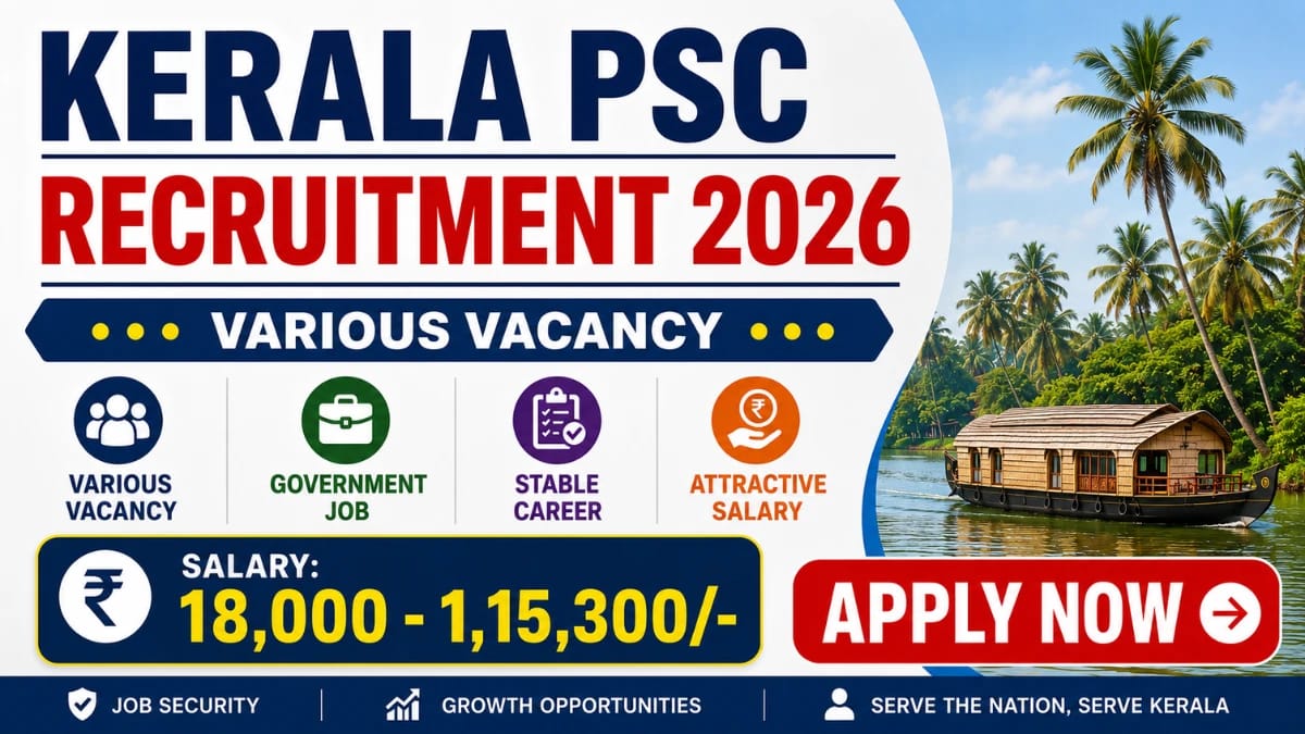 Kerala PSC Recruitment 2026 - Apply Online for 59 Lower Division Typist, Office Attendant and More Posts - jobcareer.co.in
