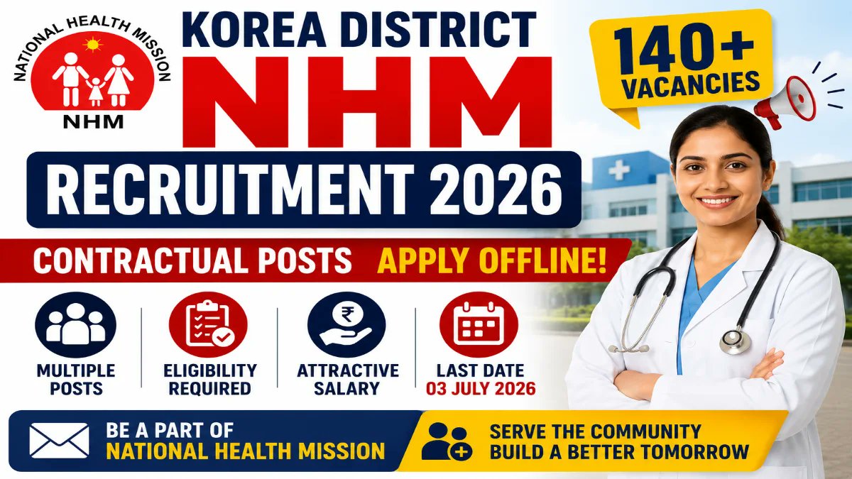Korea District NHM Recruitment 2026 Notification Out, 100+ Vacancies, Apply Offline - jobcareer.co.in