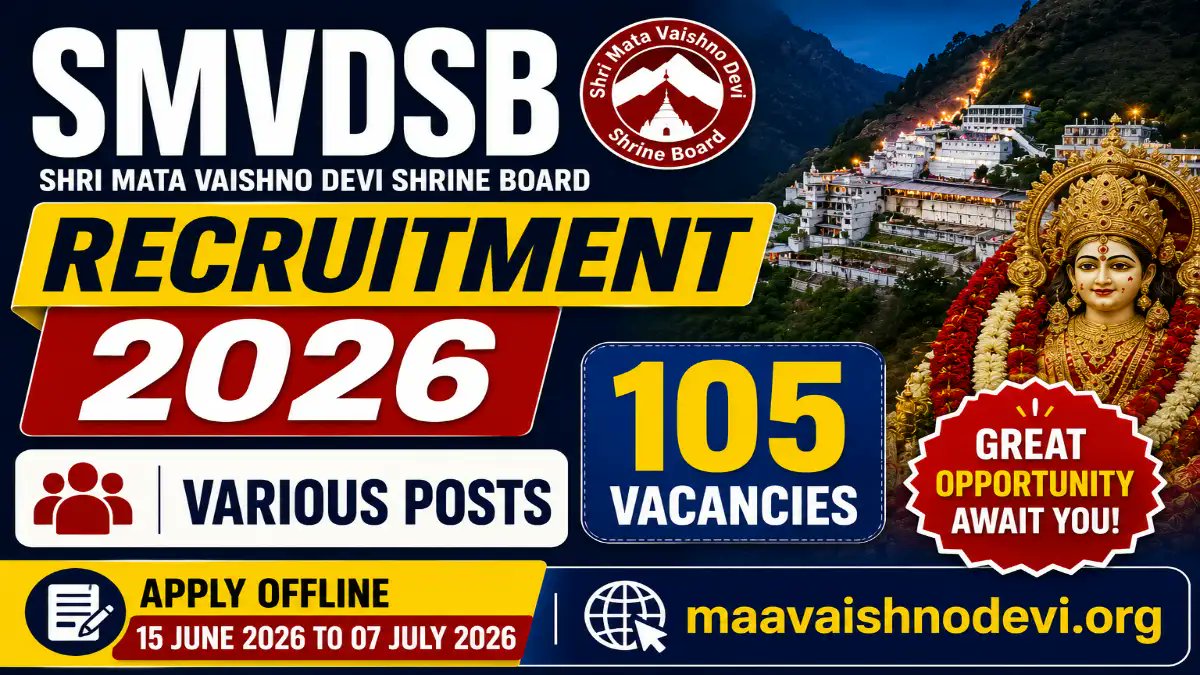 SMVDSB Recruitment 2026 Notification Out - Apply Offline for 105 Junior Assistant, Storekeeper and More Posts - jobcareer.co.in