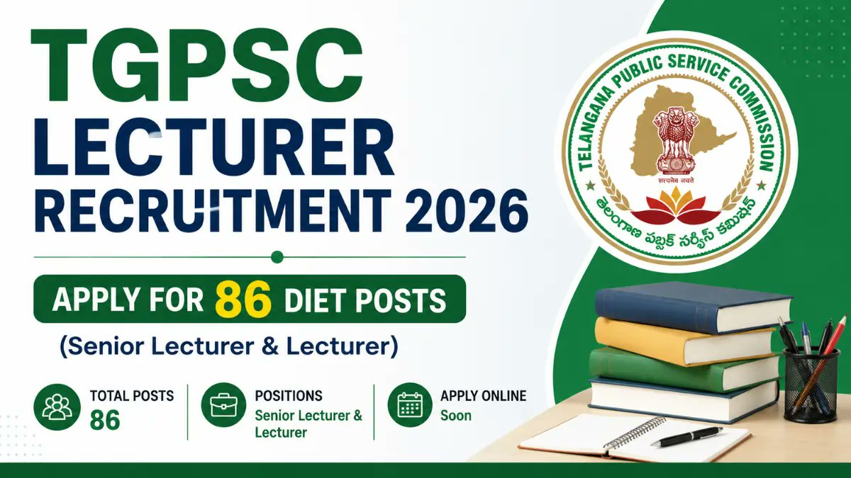 TGPSC Recruitment 2026 Notification Out - Apply Online for 86 Lecturers and Senior Lecturer Posts - jobcareer.co.in