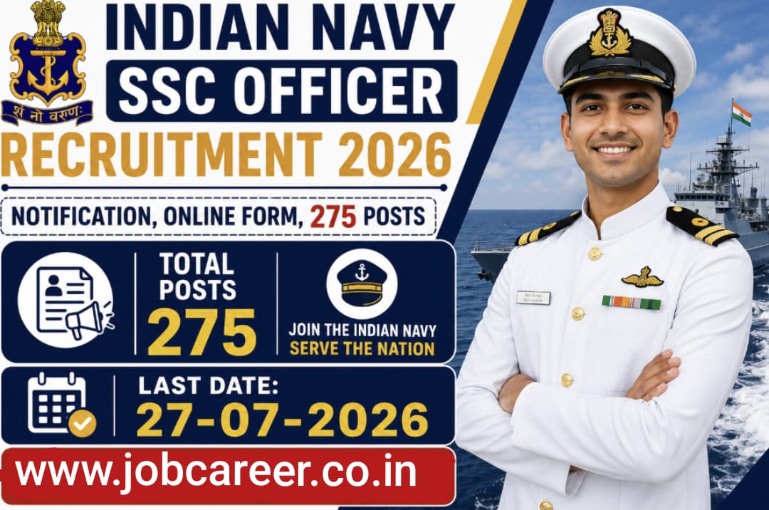 Indian Navy SSC Officer Recruitment 2026 Jun 2027 (AT 27) Course Notification Out – Apply Online for 275 Posts - jobcareer.co.in
