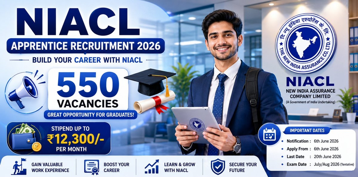 NIACL Apprentices Recruitment 2026 (Short Notice) - Apply Online for 550 Posts - jobcareer.co.in