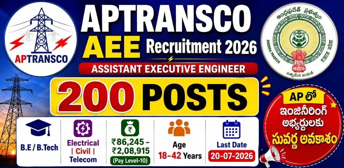 APTRANSCO AEE Recruitment 2026 Notification Out - Apply Online for 200 Assistant Executive Engineer Posts - jobcareer.co.in
