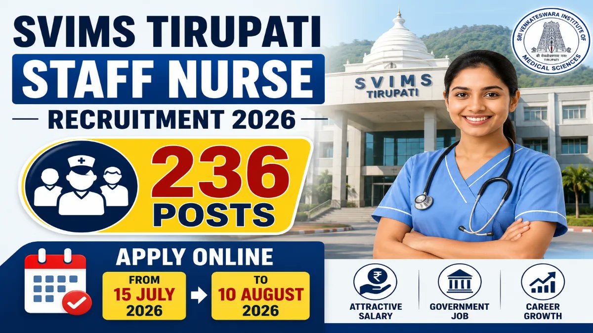 SVIMS Tirupati Staff Nurse Recruitment 2026: 236 Vacancies, Eligibility, Apply Online - jobcareer.co.in