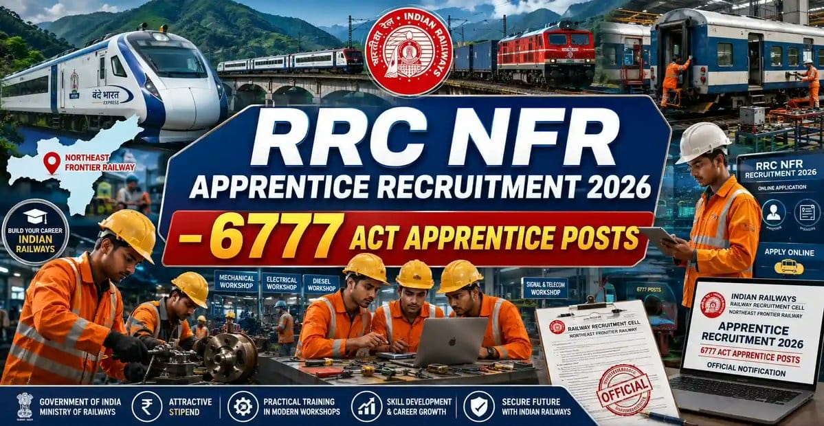 Northeast Frontier Railway NFR Act Apprentice Recruitment 2026: Apply Online for 6777 Posts - jobcareer.co.in