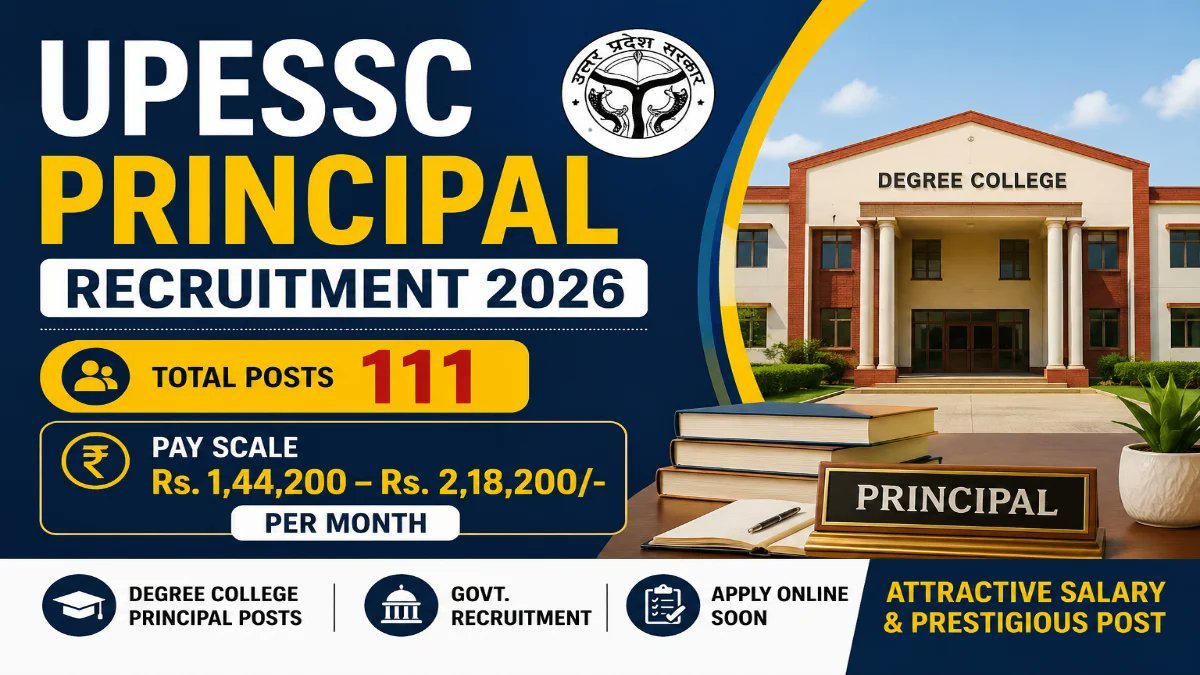 UPESSC Principal Recruitment 2026 – 111 Vacancies for Degree College Principal Posts, Apply Online - jobcareer.co.in