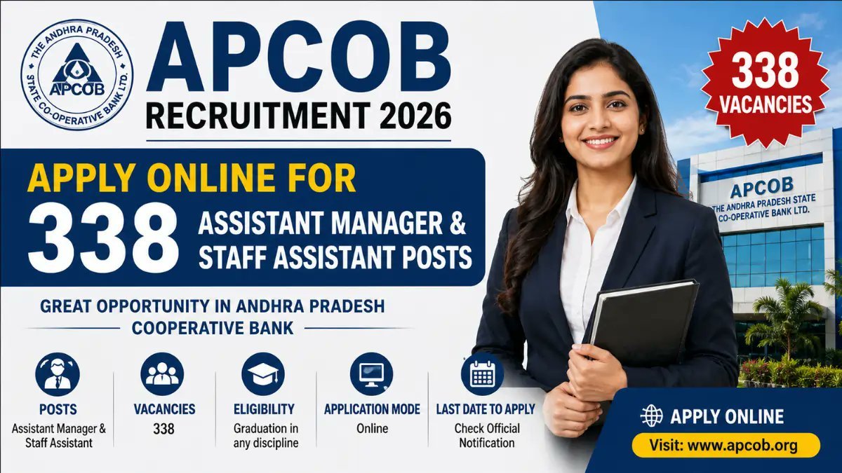 APCOB Recruitment 2026 Notification Out for 338 Staff Assistant and Assistant Manager Posts - jobcareer.co.in