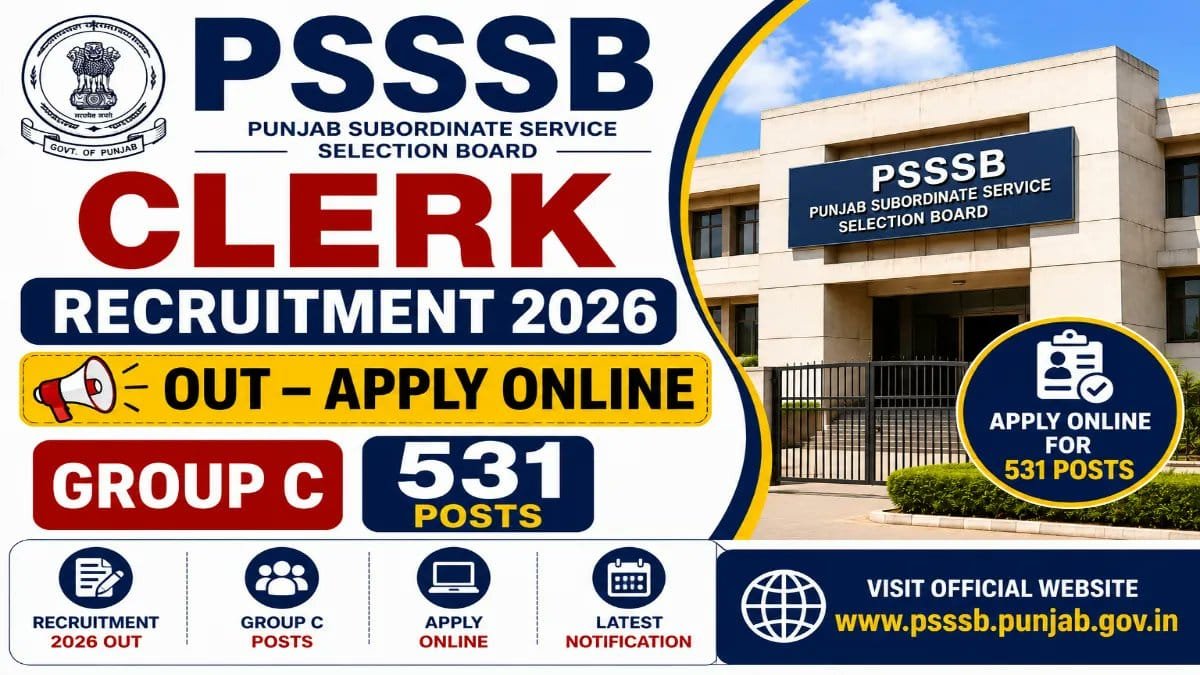 PSSSB Clerk Recruitment 2026 Reopen Notification Out - Apply Online for 531 Posts - jobcareer.co.in