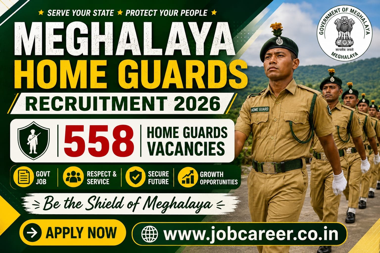 Meghalaya Home Guards Recruitment 2026 Notification Out - Apply Offline for 558 Posts - jobcareer.co.in